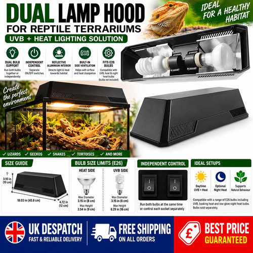 Reptile lamp fixture dual uvb - lamp,