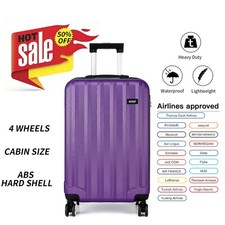 Purple Small ABS Hard Shell Suitcase 19Inch Carry-On 4 Wheels Cabin Hand Luggage
