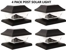 4 x  Square Post Lights Solar Powered Fit 4x4 5x5 6x6 Wooden Vinyl in Patio Deck