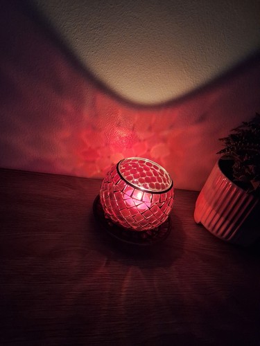 Mosaic glass candle - candle, holder