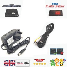 SEGA MEGA DRIVE 1 MASTER SYSTEM Power Supply UK Plug + AV Lead Bundle