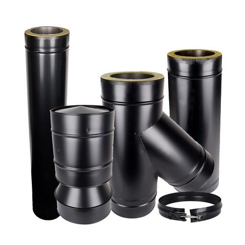Twin wall flue - wall, black