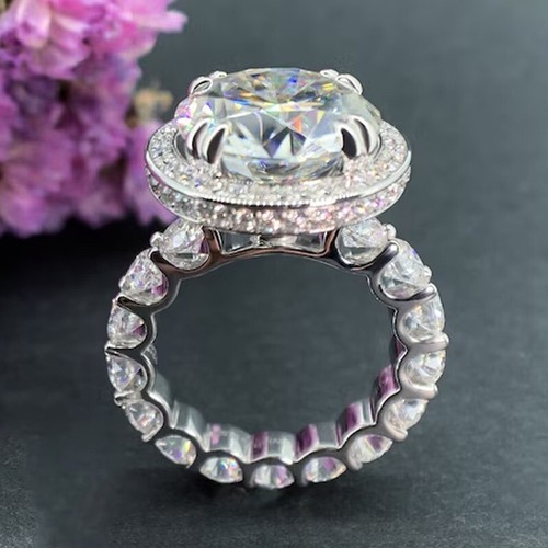 7ctw round moissanite halo - moissanite,