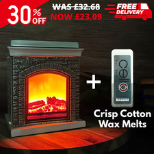 Cello Animated Fireplace Electric Wax Melt Burner + 3 Crisp Cotton Wax Melts