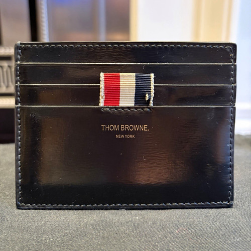 Thom browne black leather card - black,