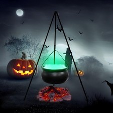 Halloween Decor Outdoor Large Witches Cauldron on Tripod with Light Yard Decor