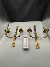 Vintage Pair Classical Wall Lights In Brass Good Quality By GEC Mid Cent Project