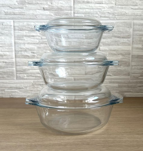 Vintage pyrex set - 3, clear