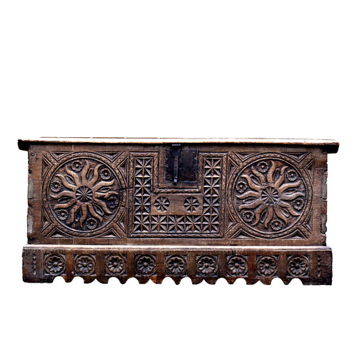 Antique elm coffer spanish - antique,