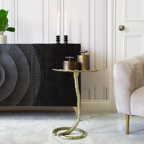 Antique brass leaf side table - antique,