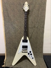 Burny Flying V White W/Gig bag Electric Guitar Used ShippingFrom Japan