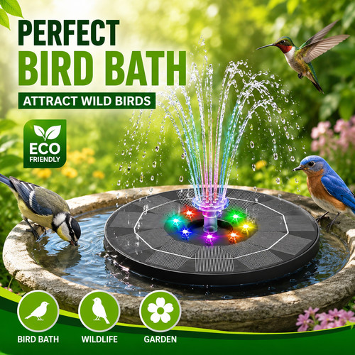 Solar bird bath - bath, fountain