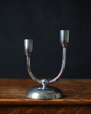 Art Deco Chrome Double Candle