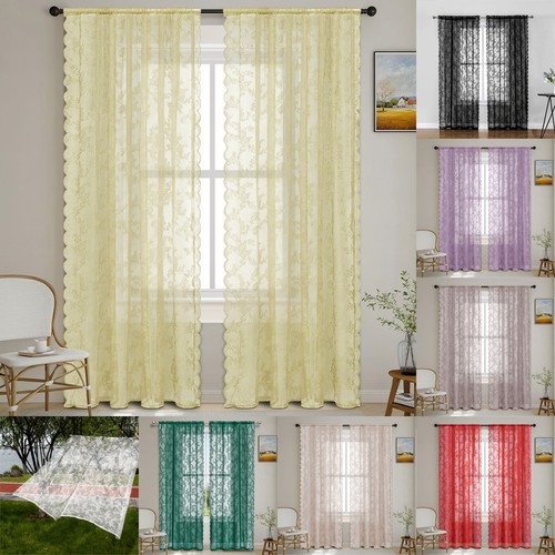 Floral lace window net - lace,