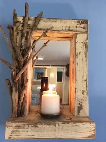 Whitewashed driftwood mirror - whitewashed,
