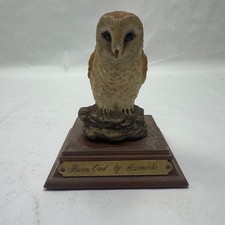 Leonardo Collection Barn Owl Resin Figurine Ornament with Wooden Plinth