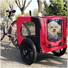 Bicycle trailer for pets outdoor foldable red color dog trailer with reflectors