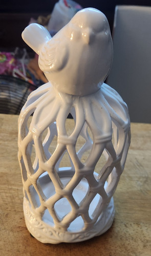 Ceramic bird cage tealight - cage,