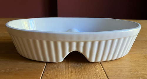 Vintage white ceramic oval - white, two
