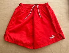 Vintage Puma Shiny Nylon Shorts Glanz Sprinter Running Red Football D8 30-38”