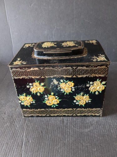 Antique vintage black tin - vintage,