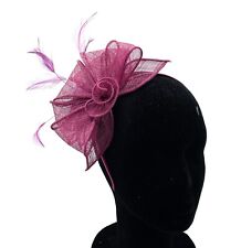 Ladies Raspberry Feather Fascinator Aliceband Fascinator Weddings Races Ascot