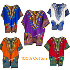 100% COTTON Unisex Dashiki Africa Tribal Print Festival Kaftans Shirt Blouse Top