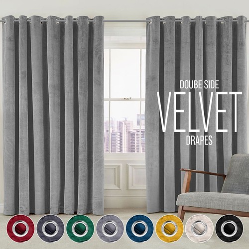 Velvet curtains pair eyelet - curtains,