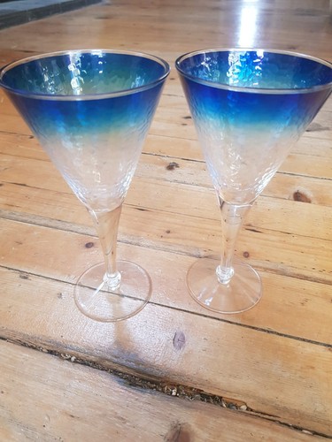 Pair blue ombré - ombré, hammered