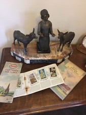 Art Deco Lady & Deer Marble Base Art Deco dating 1930-40  Statue lady French