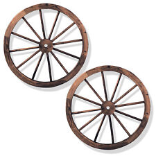 Set of 2 Decorative Wooden Wheels Garden Vintage Wall Fir Wood Wagon Wheels