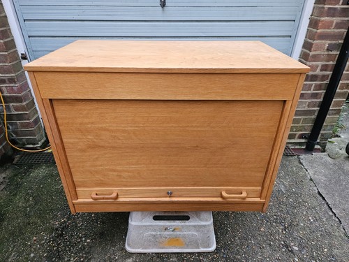 Vintage oak tambour - vintage, roll-front