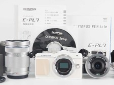 Olympus PEN Lite E-PL7 White EZ 14-42 40-150 Lens 5236 Shots w/Box[Exc+++]#Z5231