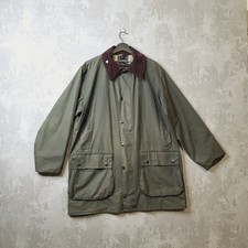 Barbour Border Wax Jacket Olive Green Mens 42 Large Country Field Coat