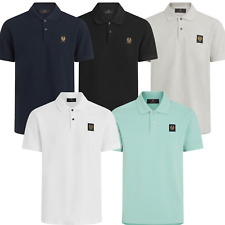 Belstaff Mens Designer Shirt Short Sleeved Cotton Pique Polo T Shirt Patch Logo