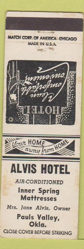 Matchbook cover alvis hotel - matchbook,