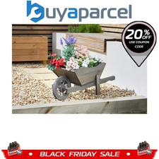 Smart Garden Wooden Wheelbarrow Flower Planter Slate Grey Ornament