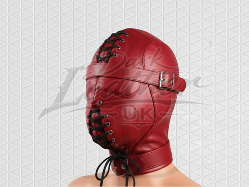 New handmade red leather hood - handmade,