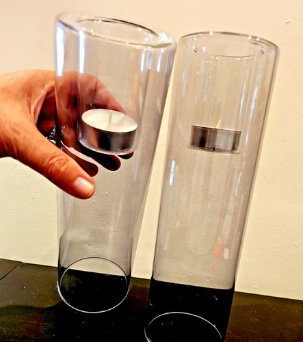 Pair glass hurricane - pair, of