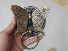 Butterfly Brass Door Knocker Antique Finish Door Bell Banger Handmade 6.3"