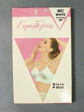 NOS Vintage Bullet Bra 36C Exquisite Form White Cotton Blend Pointy Cup Pinup