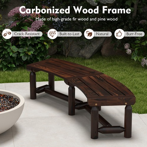 Curved bench carbonized wood - curved,