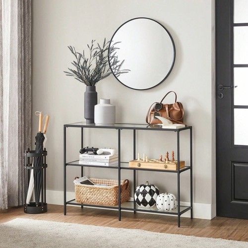 Black tempered glass console - black,
