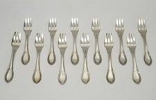 Set of 12 Italian Solid Silver Argento 800 Cake Forks in Original Pouch