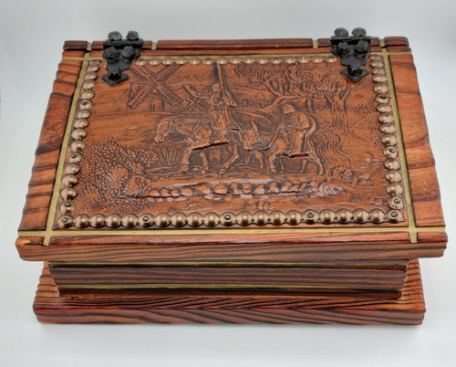 Book shaped wooden box - shaped, studded