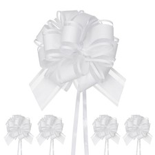 10pcs Large Pull Bow 6 Inch Bows for Wedding Baskets Decorations White