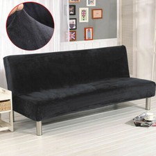 Armless Sofa Bed Cover Stretch Slipcover Velvet Folding Couch Futon Protector