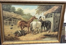 Vintage Wooden Painting Horses