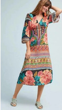 Farm Rio Dress Anthropologie Rio De Janeiro Rosario Floral Midi Size XL