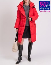RRP €880 GOLDBERGH Olivia Down Long Coat EU36 US6 UK8 S Red Zipped Sides Hooded